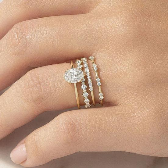 4 Pcs Stackable Rings for Women, Sparkly Cubic Zirconia Rings, Minimalist Statement Wedding Engagement Promise Rings