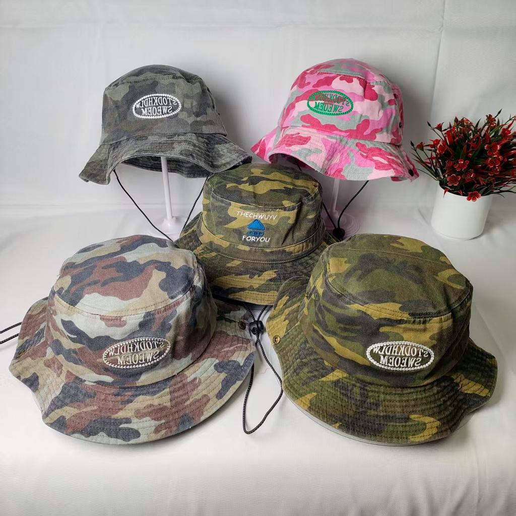 American retro camouflage mountaineering hat women's spring and summer western cowboy hat outdoor hiking fishing shading sun protection bucket hat