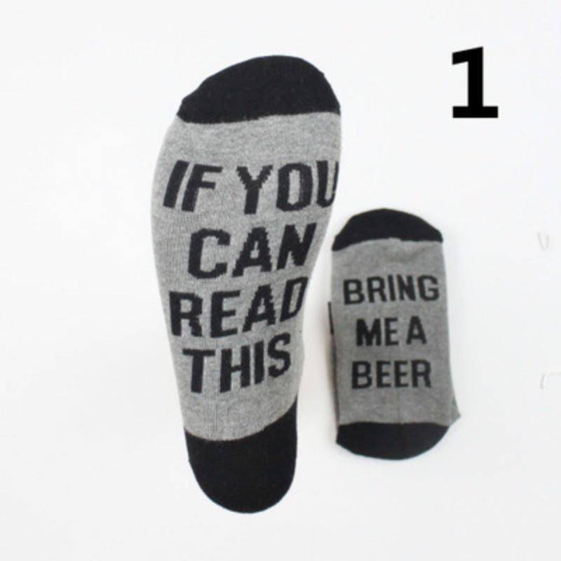 1Pair Women Men's Harajuku IF YOU CAN READ THIS BRING ME A BEER Cotton Skateboard Sock