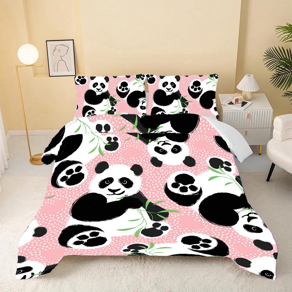 Cartoon Panda Three-Piece 3D Digital Printing Student Dormitory Quilt Cover Manufacturer