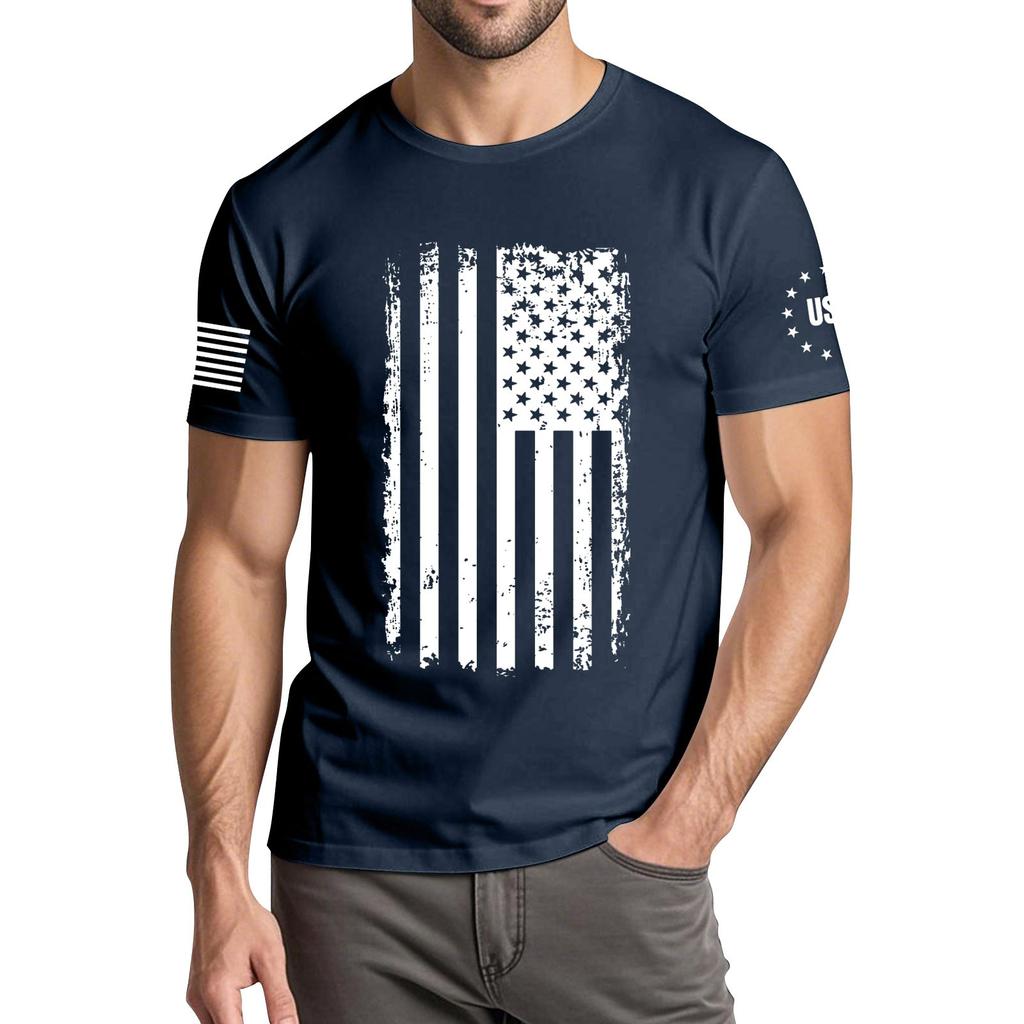 Мужская модная повседневная футболка с круглым вырезом и коротким рукавом с принтом «День независимости»
