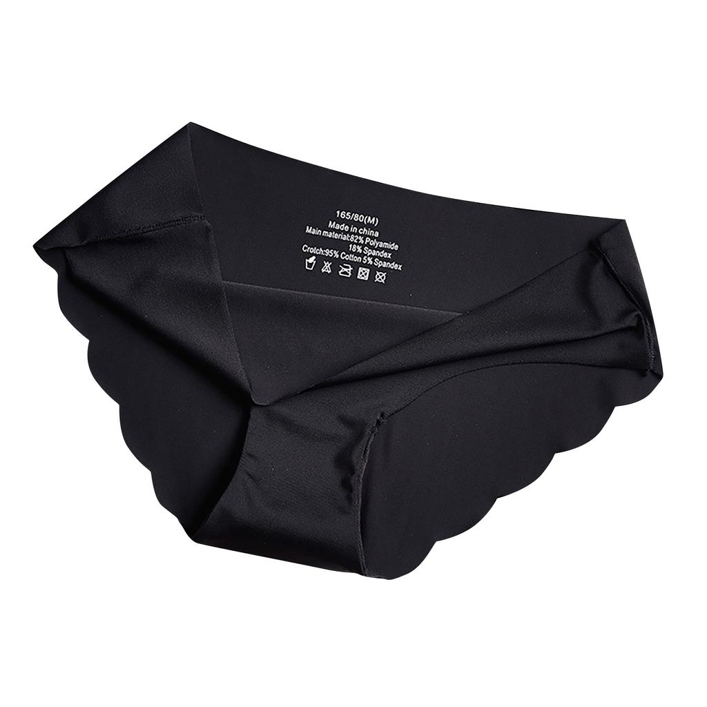 Ladies Sexy Solid Color Ice Silk Seamless Wave Low-rise Panties