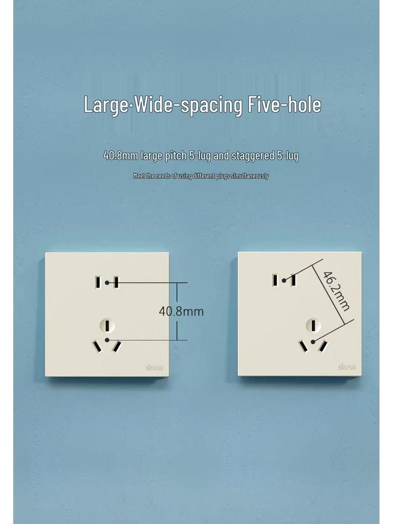Simon i6Air Ultra-Thin Five-Hole 86 Type Switch and Socket for Home Decor