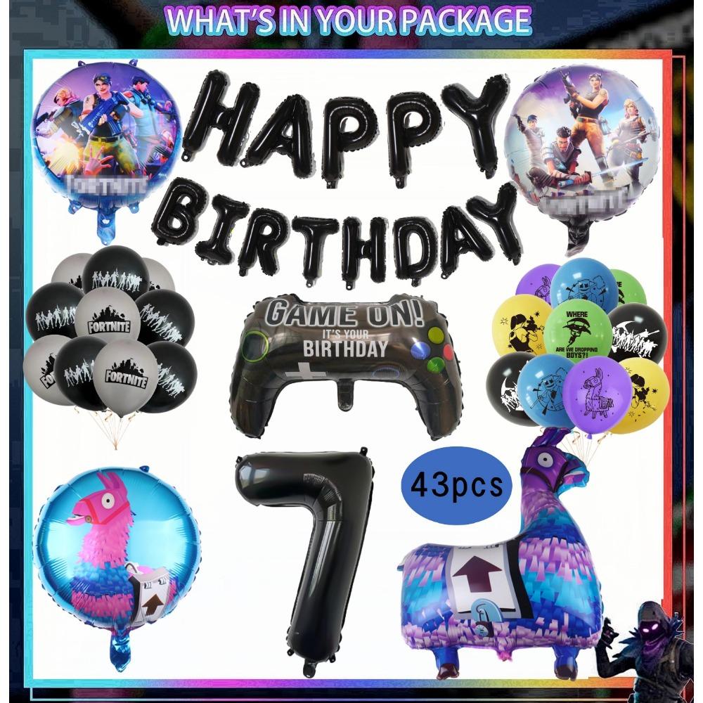 Игровой автомат Fortnition Декорации для дня рождения Набор посуды на 10 человек Задний фон Воздушный шар с альпакой Для детского праздника