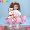 New Arrival 60 CM Reborn Dolls Menina Long Hair Lifelike Soft Silicone Cloth Body Newborn Boneca Toys Kids Birthday XMAS Gift