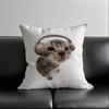 1 шт. Наволочка с котенком в наушниках, квадратная, для спальни, дивана, для отдыха, удобная подушка, для автомобиля, гостиной, домашнее украшение