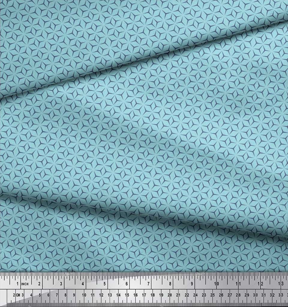 Soimoi Japan Crepe Satin Fabric Geometric Small Print Sewing Fabric Metre 42 Inch