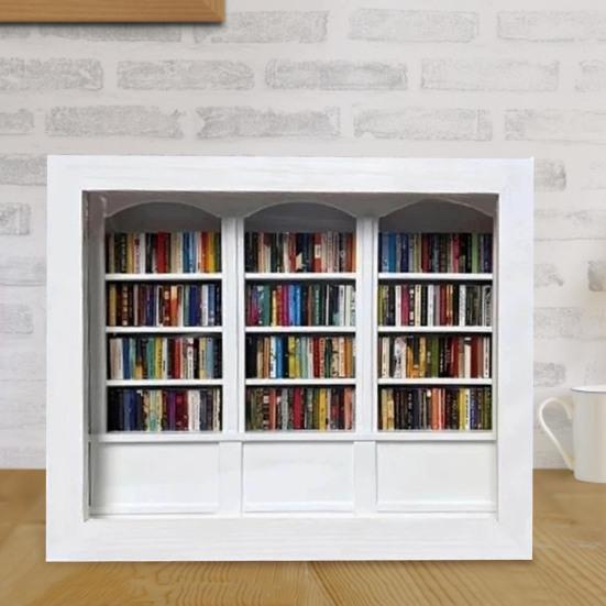 Мини-книжная полка для снятия тревожности, деревянная миниатюрная имитация книжной полки с 200 мини-книгами, настольная книжная полка для снятия стресса, игрушка для домашнего офиса, декор