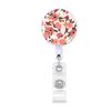 Flower Print Badge Holder Retractable Badge Holder Rotating ABS Badge Holder with Metal Clip for Nurse Doctor Student