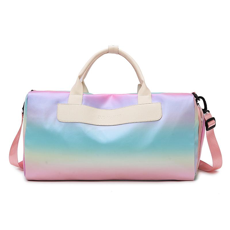 Fashion gradual change dry and wet separation fitness bag personality fresh design go out portable belt shoe warehouse trendy travel bag