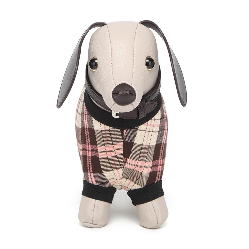 Fashionable And Creative Design Sausage Dog Shaped Crossbody Bag Women's Plaid Splicing Cartoon Cute Doll Bags