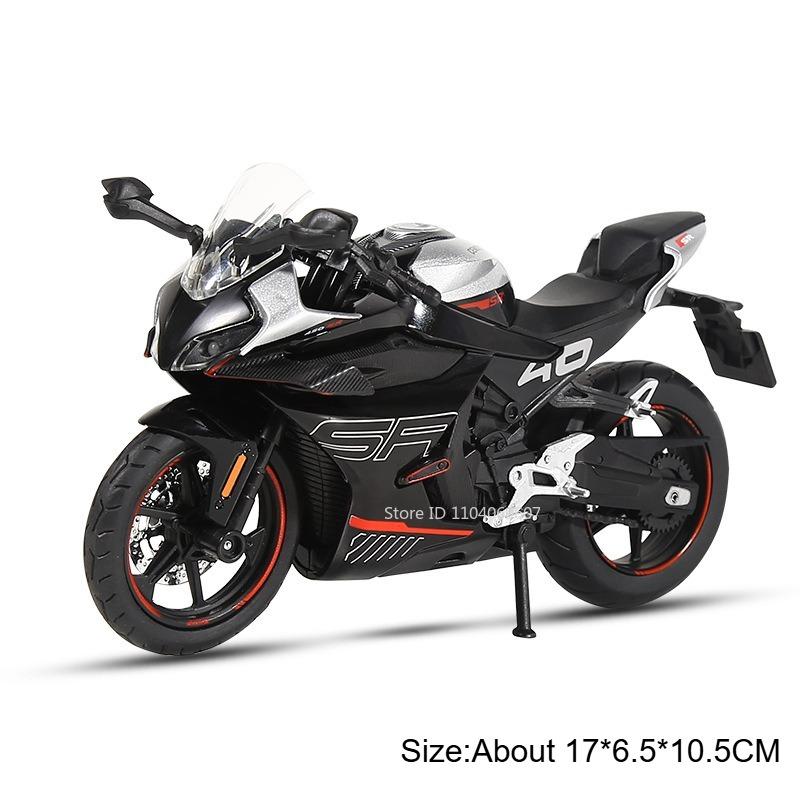 1:Модель мотоцикла Cfmoto 450Sr R1M в масштабе 1:12, игрушки, металлическая литая модель, звук, свет, амортизация, рулевое управление передним колесом, подарки для мальчиков
