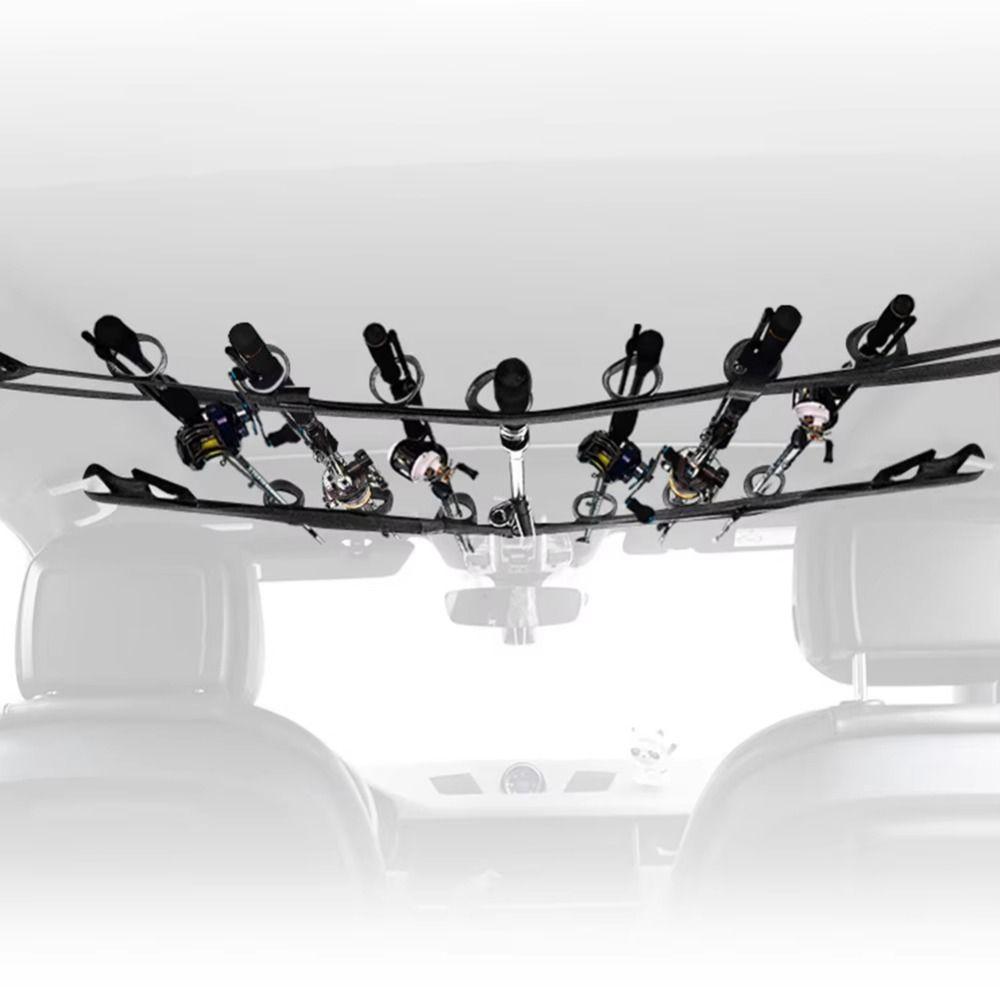2Pcs 7 Rod Capacity Vehicle Fishing Pole Roof Rack Adjustable Car Fishing Pole Carrier Van