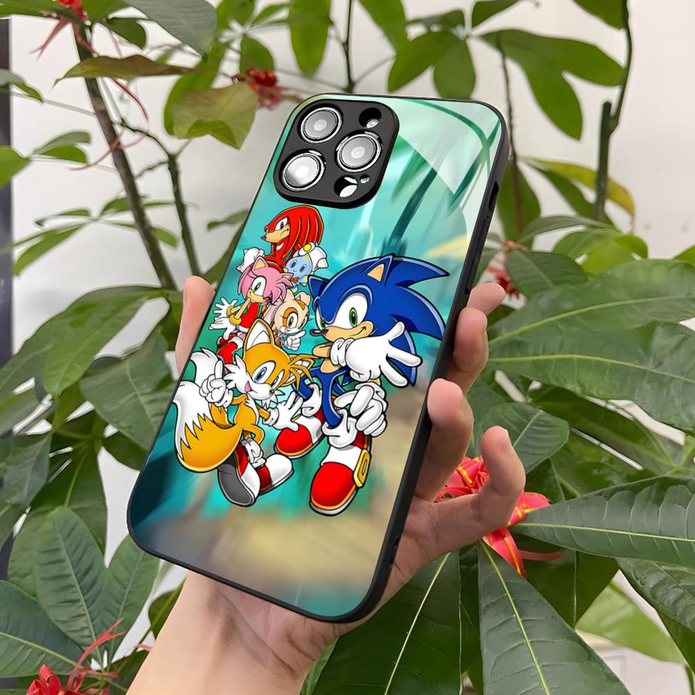 Cartoon Hedgehog S-Sonics Phone Case for Iphone 17 Air 16 15 14 12 11 13 Pro Max Mini X Xr Xs Puls Black Glass Cover