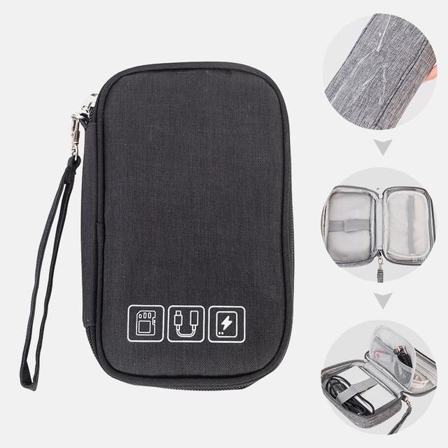 Portable Cable Digital Storage Bags Organizer USB Gadgets Wires Charger Power Battery Zipper Cosmetic Bag Case