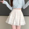 DX~~Hundred Pleated Cake Short Skirt for Women's New Summer White High Waisted Slimming A-line Fluffy Skirt