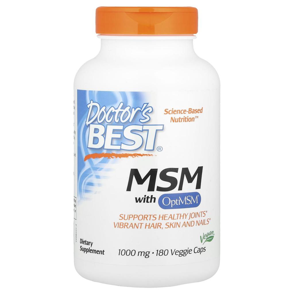 Doctor's Best MSM with Optimsm®, 3,000Mg, 180 Veggie Caps (1,000Mg Per Capsule)
