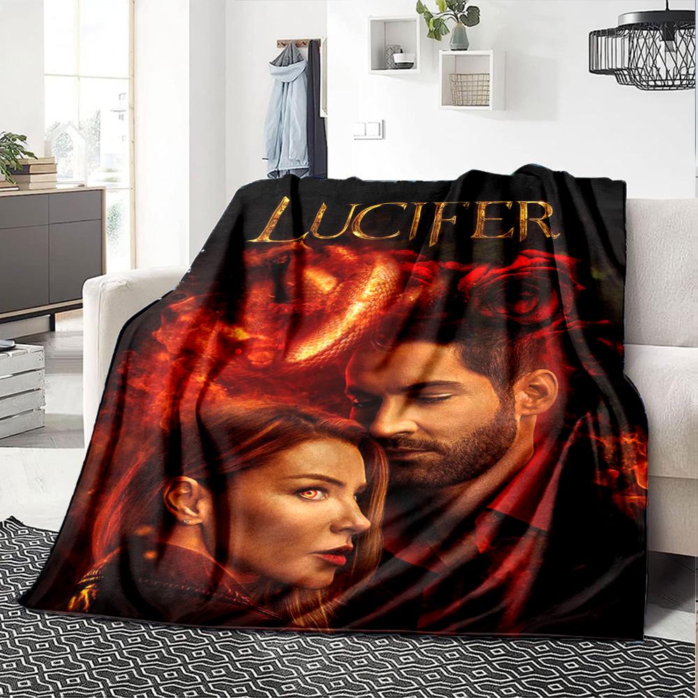 Lucifer Fiery Romance Flannel Blanket Super Soft Warm Cozy Blanket For Sofa Bed Office Travel Allseason Home Decor Gift