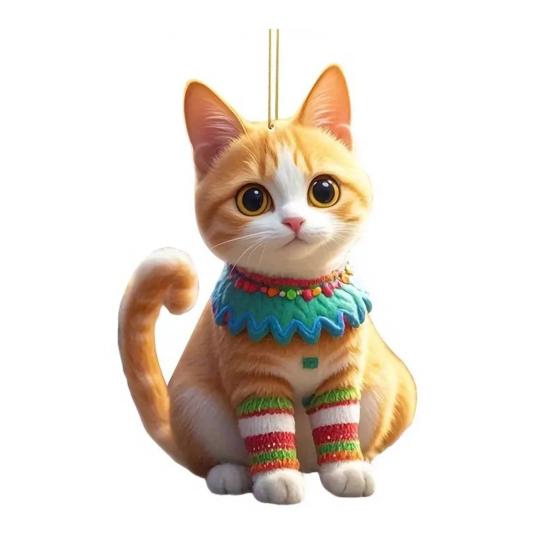 Cat Pendant Car Ornament Hanging Realistic Animal Cat Rearview Mirror Hanging Decor Acrylic Car Charm Party Festival Gift for Car Lovers