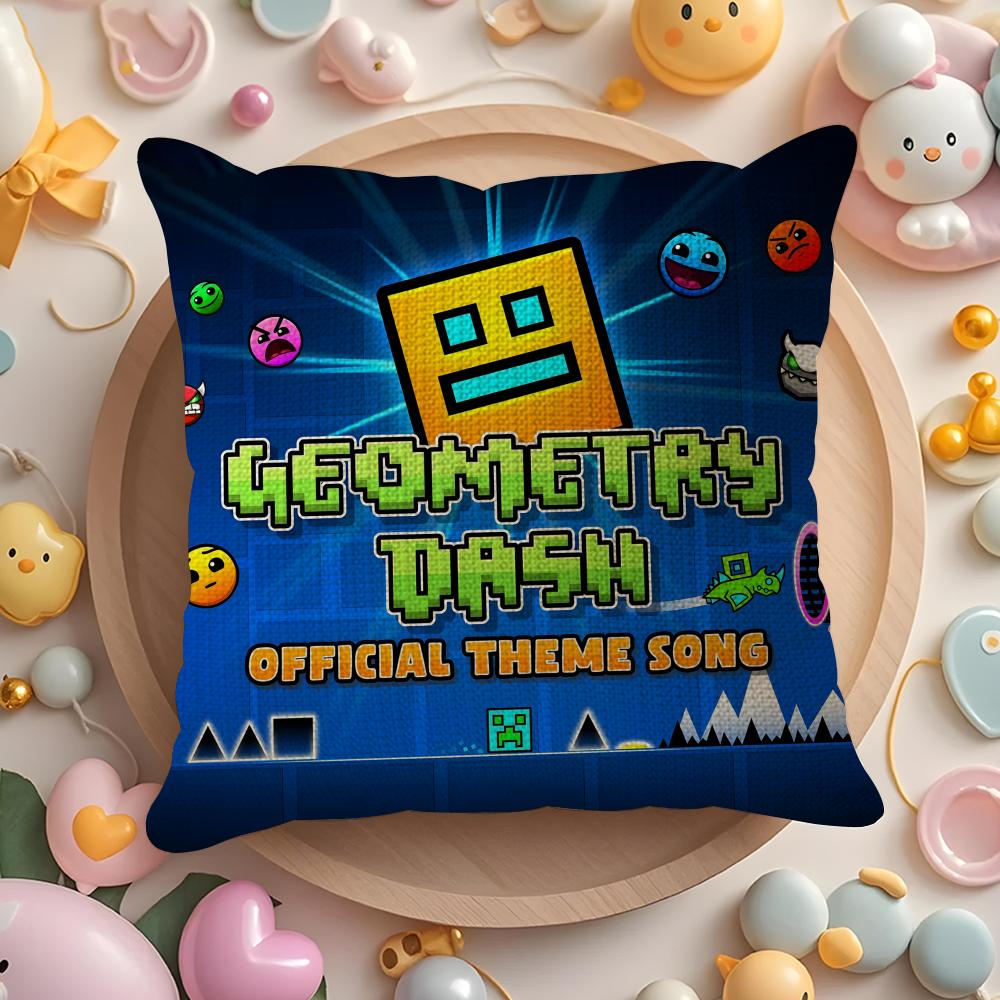 Art GGeometry Dash Video Game Pillow Case Pattern Printed Pillowcase for Living Room Sofa Cushion Cover Bedroom Decor