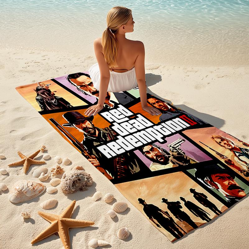 Beach Towel with Red Dead Redemption1 Pattern - soft,absorbent,machine washable Lightweight&Modern,swimming,Travel Essentials
