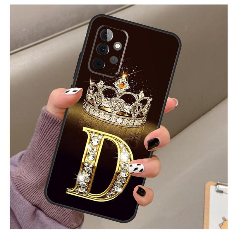 Чехол с золотым мраморным монограммой буквы для Samsung Galaxy A56 A16 A26 A36 A06 A52 A53 A33 A13 A34 A54 A14 A15 A35 A55 A22 A32