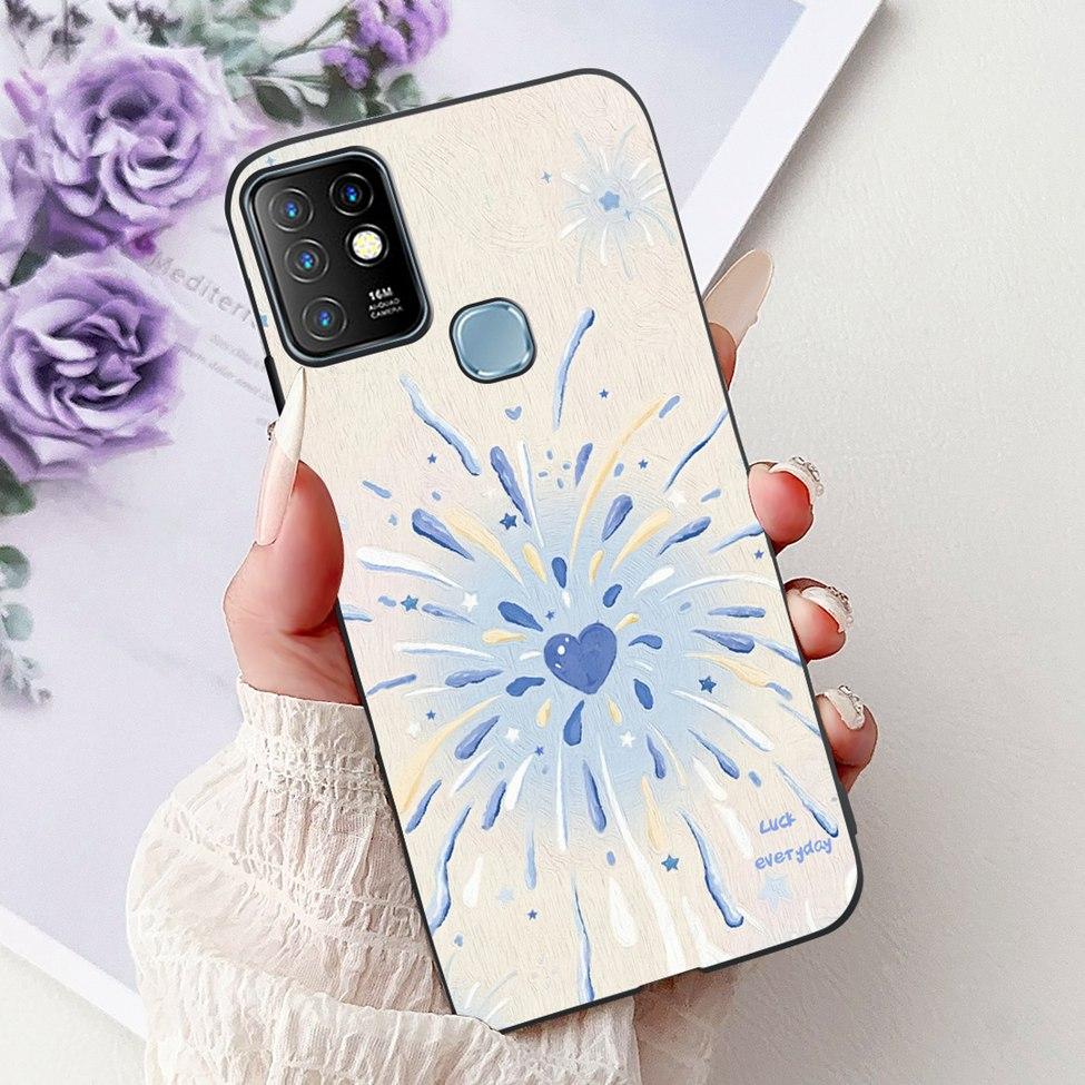 Для Infinix Hot 10 Чехол Силиконовый Милый Кот Модные Цветы Роскошная Расписная Задняя Крышка Для Чехла Телефона Inifnix Hot 10 X682B X682C