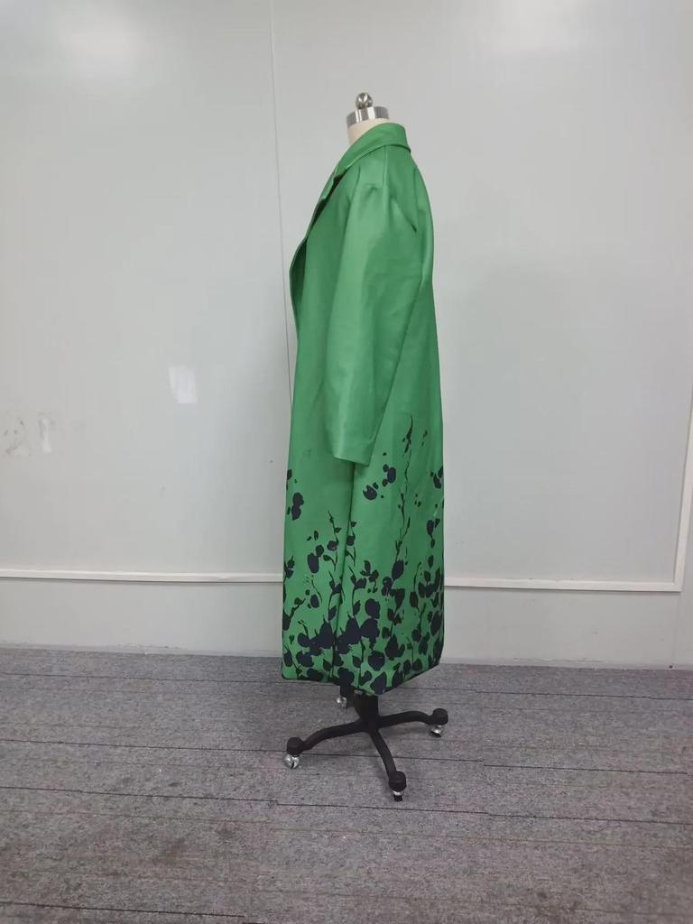 Женское длинное шерстяное пальто с принтом в европейском и американском стиле осень/зима 2024 года