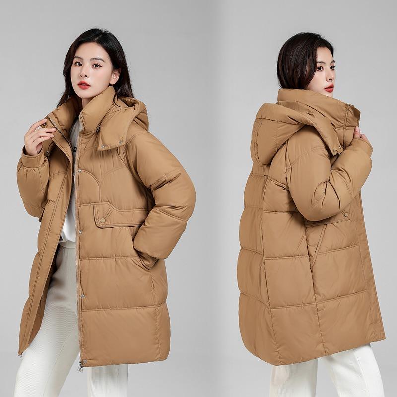 Down Cotton-padded Clothes Women's Medium and Long Winter New Loose Thickened Cotton-padded Clothes Casual Women's Cotton-padded Jacket