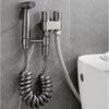 4PCS Wall Mounted Toilet Bidet Sprayer Set with Hose Handheld Stainless Steel Cleaning Faucet Bidet Wash Shower Set