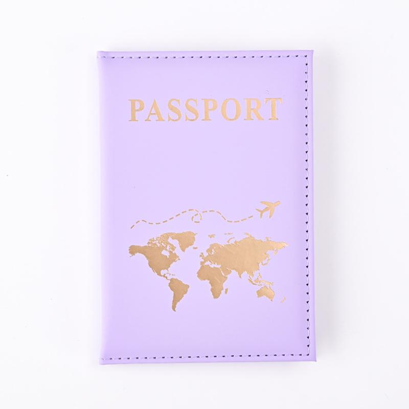 Fashion Passport Protective Cover Pu Leather World Pattern Travel Passport Holder Wallet Gift Card Case Cover Unisex Storage Bag