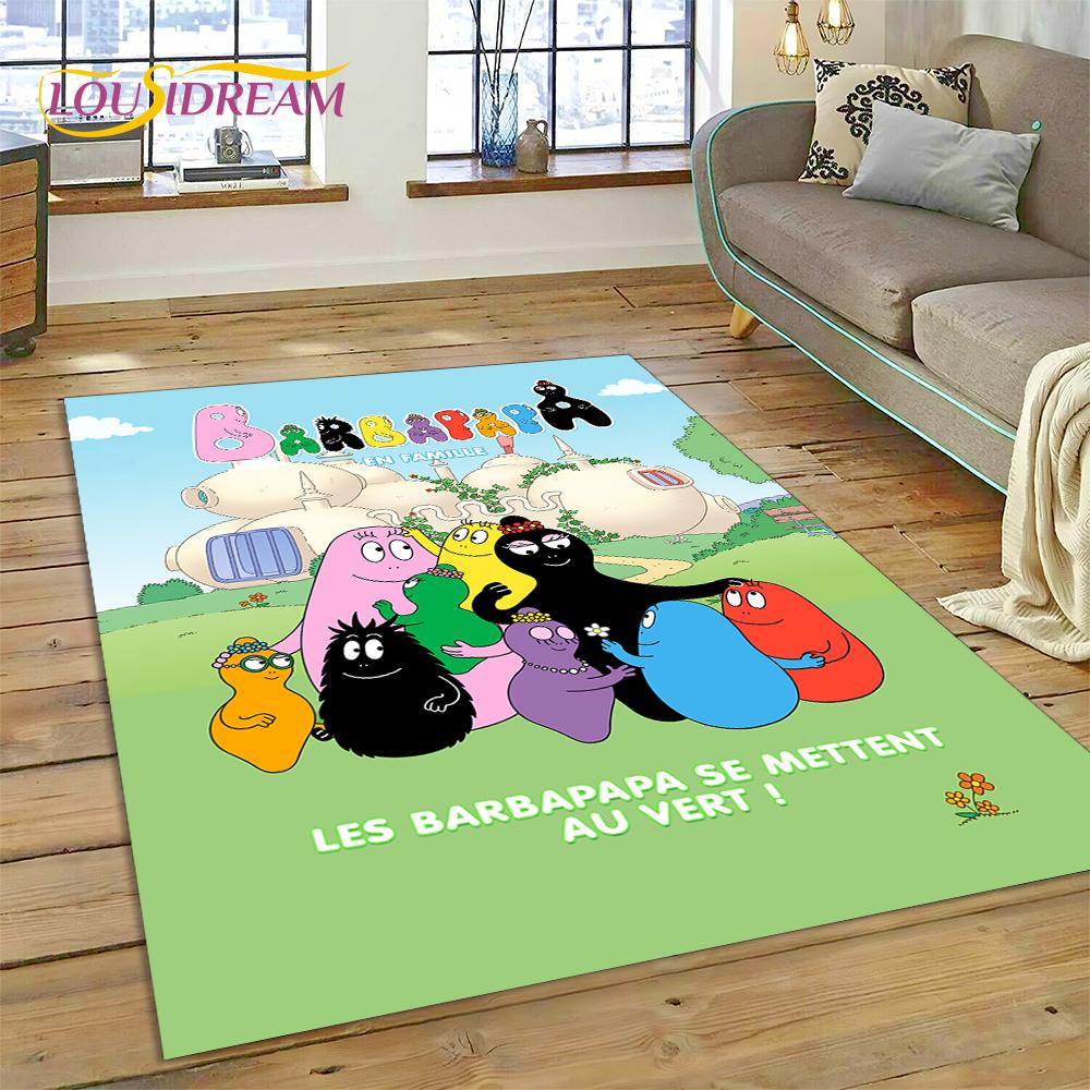Cartoon Les Barbapapa Family HD Rug Carpet for Living Room Bedroom Home Decor,Floor Mat Non-slip Decoration for Sofa Kid Gift