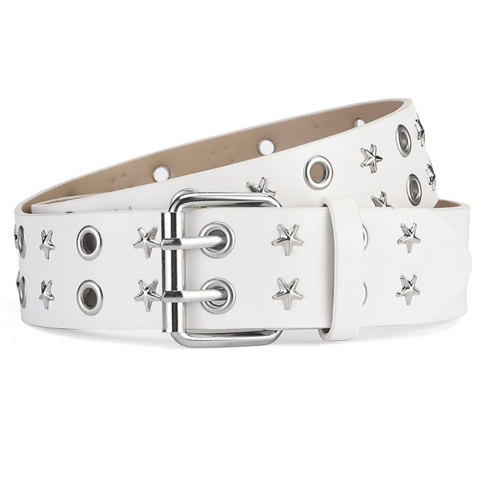 Gothic Double Row Buckle Waistband Metal Men Belt Trend Star Rivet Belt Jeans Accessories