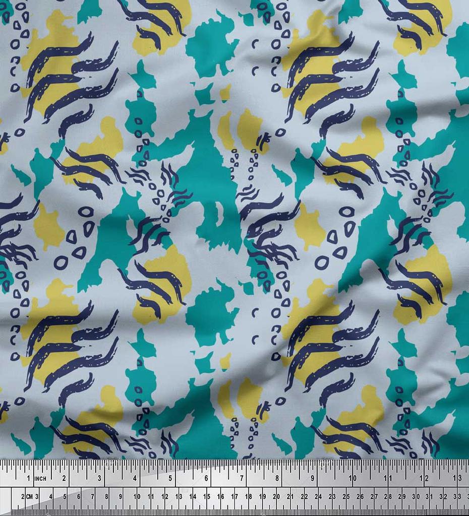 Soimoi Red Japan Crepe Satin Fabric Zebra & Leopard Animal Skin Print Fabric by the Metre 42 Inch