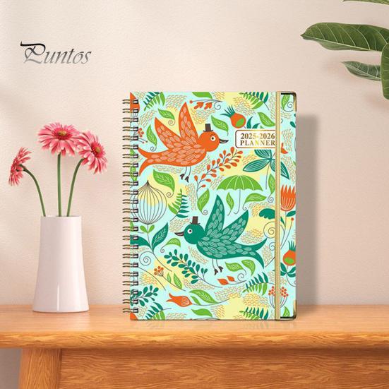 Планировщик на 2025-2026 гг., июль 2025 г. - июнь 2026 г., ежедневный, еженедельный, ежемесячный, 12-месячный, с цветочным принтом, спиральный переплет, блокнот для домашнего офиса, школы