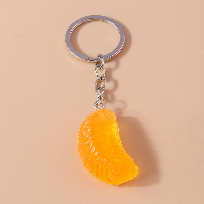 Cute 3D Orange Keychain Simulation Fruit Food Key Ring Pendants for Women Girls Handbag Decor DIY Jewelry Gifts
