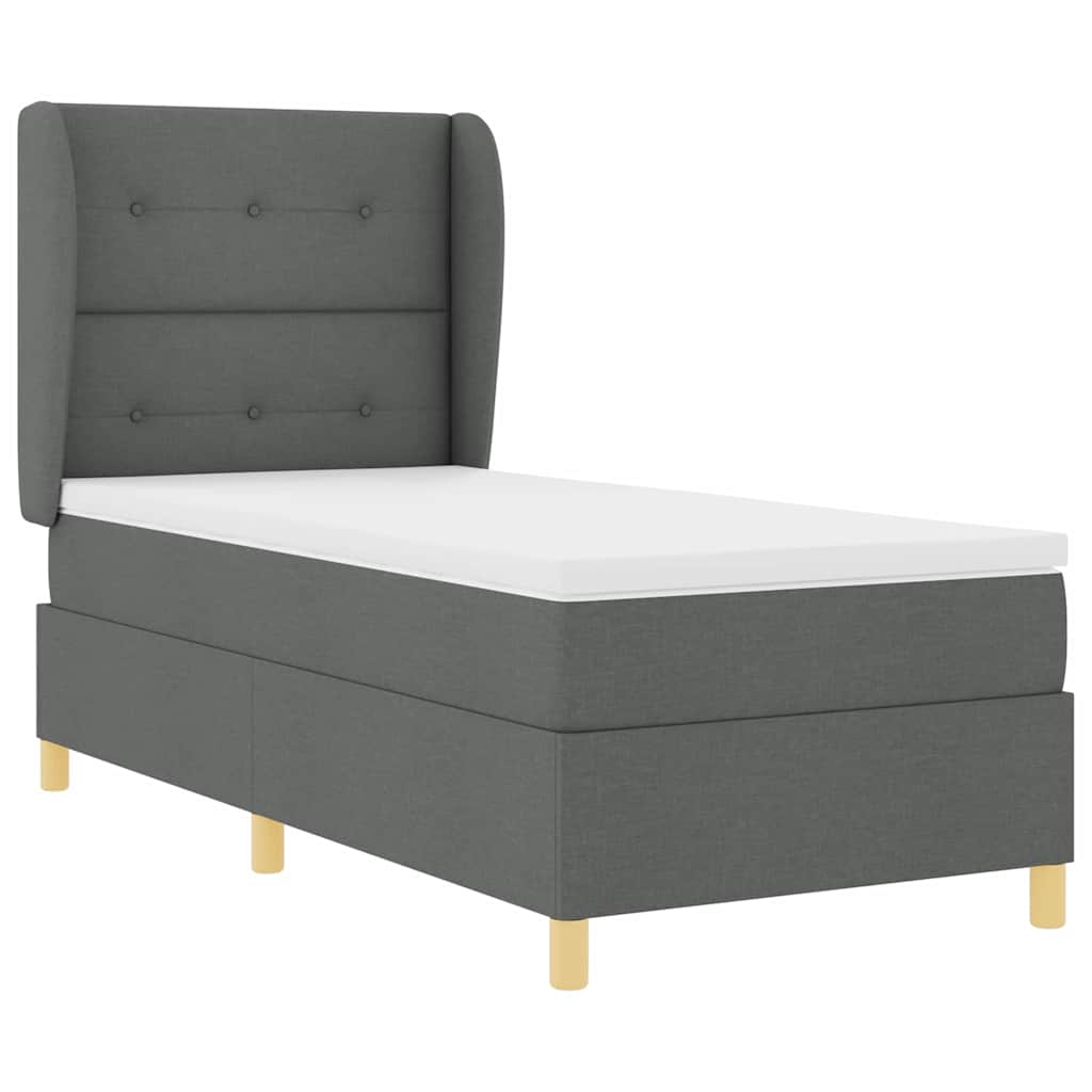 Boxspring Bed with Headboard Dark Grey 200 x 100 cm Fabric