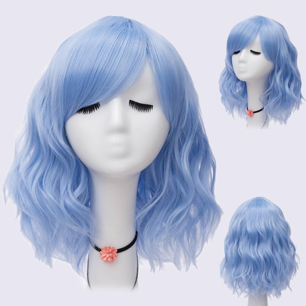 Short Bob Cosplay Wig for Women Synthetic Green Hair New Style Natural Supple Summer Heat Resistant Wig With Side Bangs