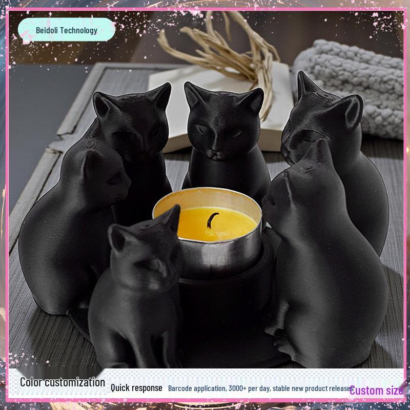 3D Подсвечник-Основа в виде Кошки - Идеально для Атмосферы Обеденного Стола в День Святого Валентина (Свечи не включены)