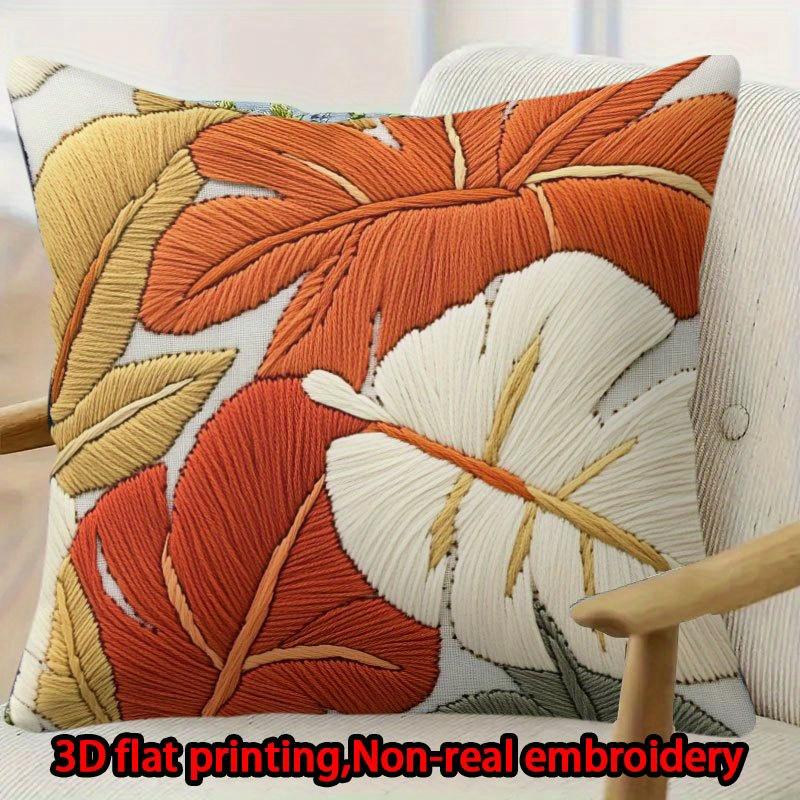 Tropical Monstera Leaf Pillow Cover 3D Faux Embroidery Print Cushion Case Boho Palm Leaves Home Decor Gift