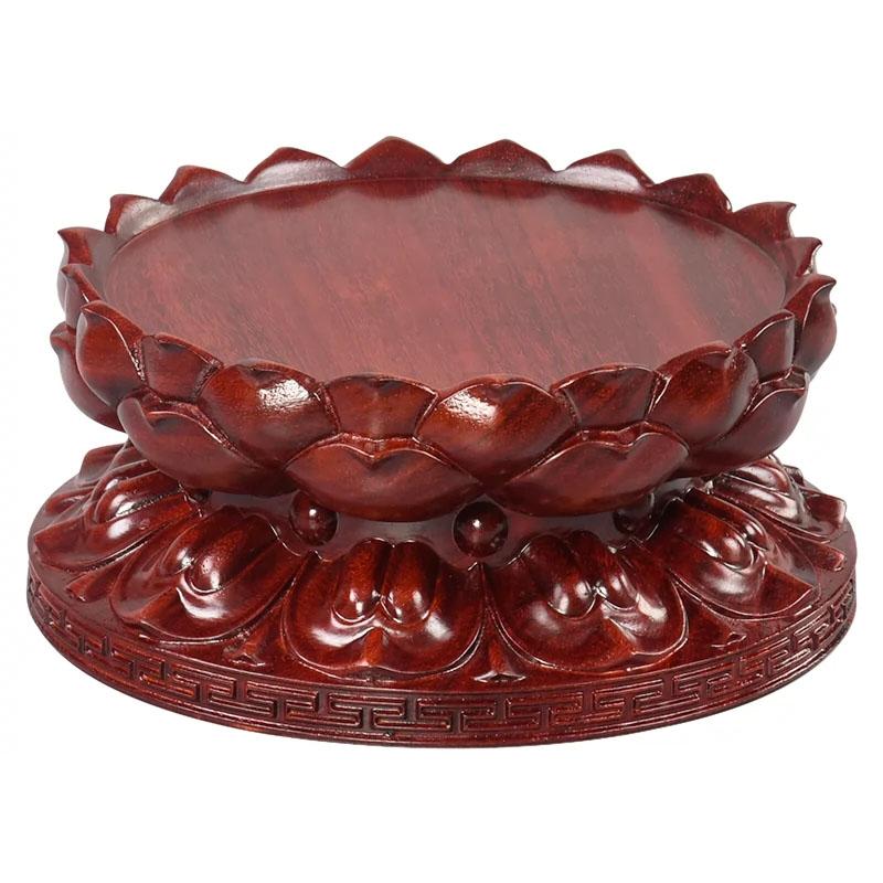 Red Pear Buddha Statue, Guanyin Bodhisattva, Lotus Stand, Circular Wooden Ornament, Incense Stove, Wooden Carved Base