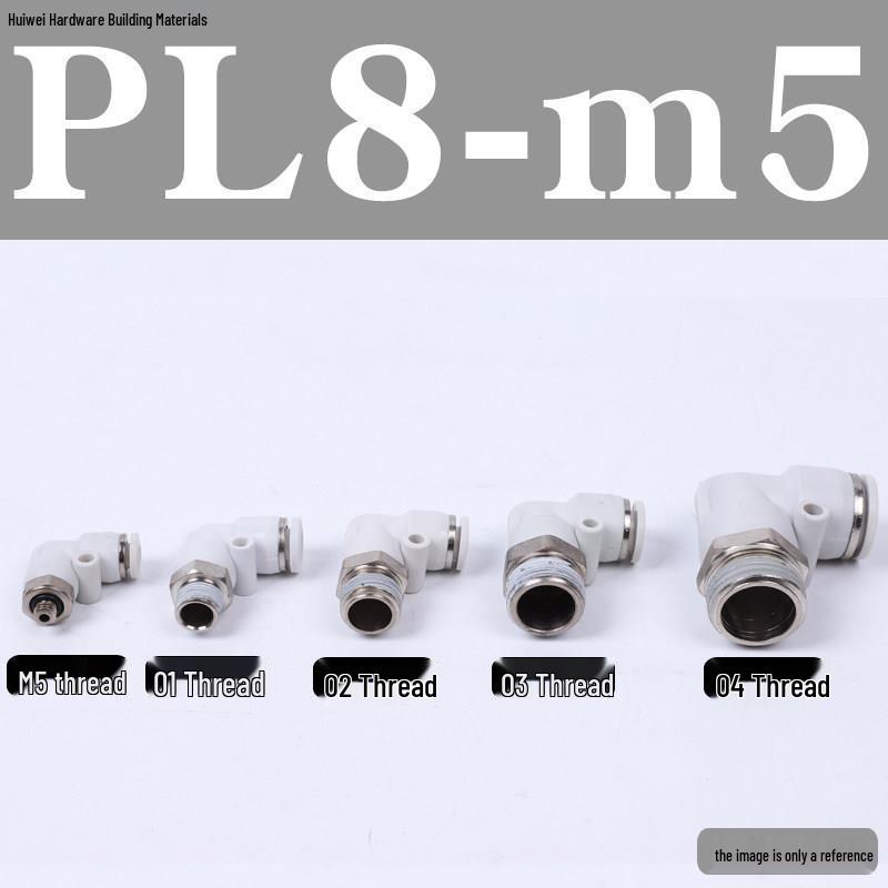 Быстроразъемное соединение для пневматической трубки: PL8-02, 4-M5, 6-01, 10-03, 12-04 Резьбовой угольник