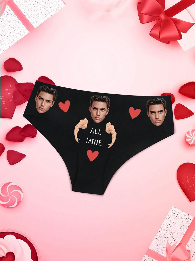 Women's Sexy Thong Panties Customized Portrait Printed Pattern Comfortable Panties Low Waist Thong