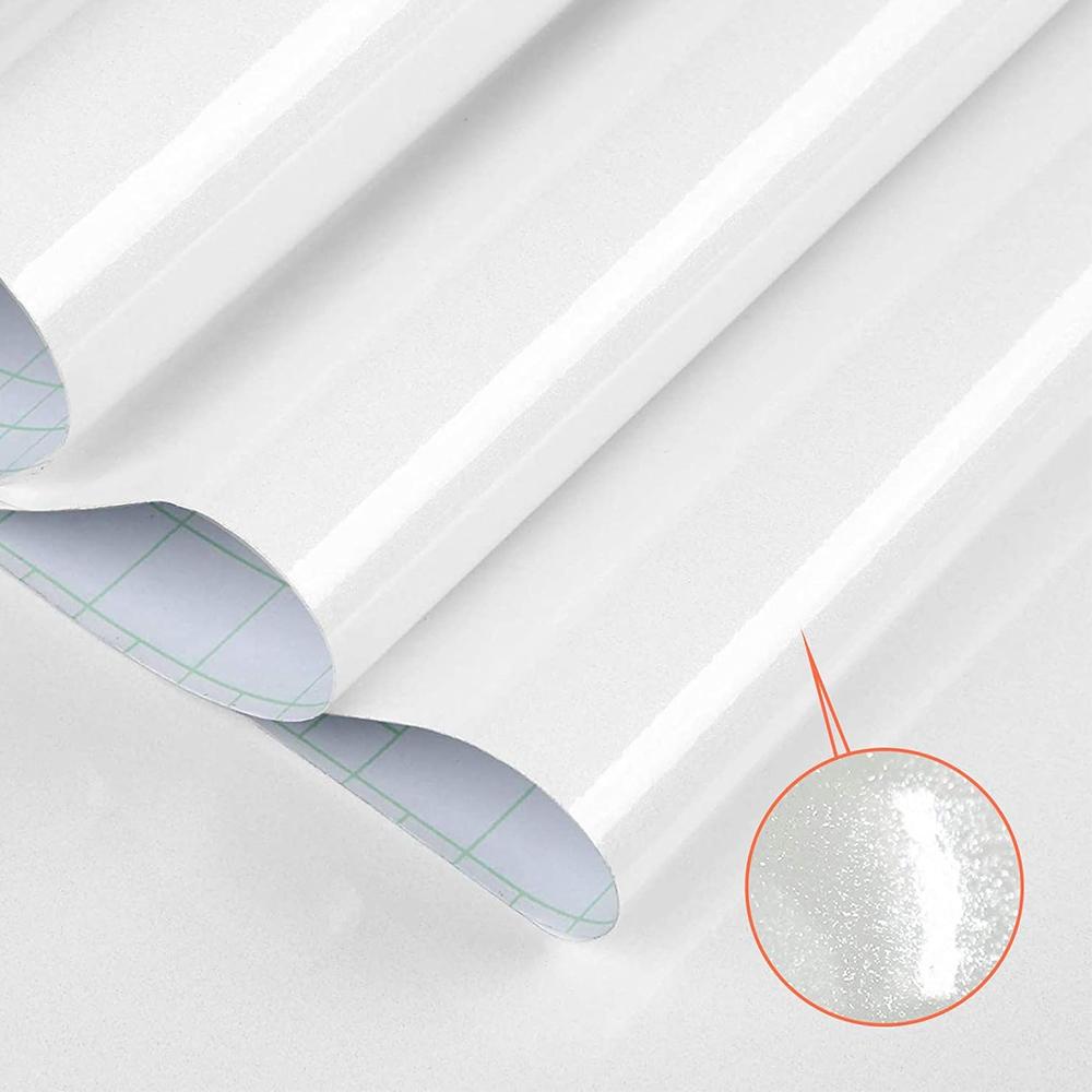 Glossy White Stickers Vinyl Self Adhesive Waterproof Oil Proof Sticker Kitchen Counter Panels Furniture Renovation Wallpaper