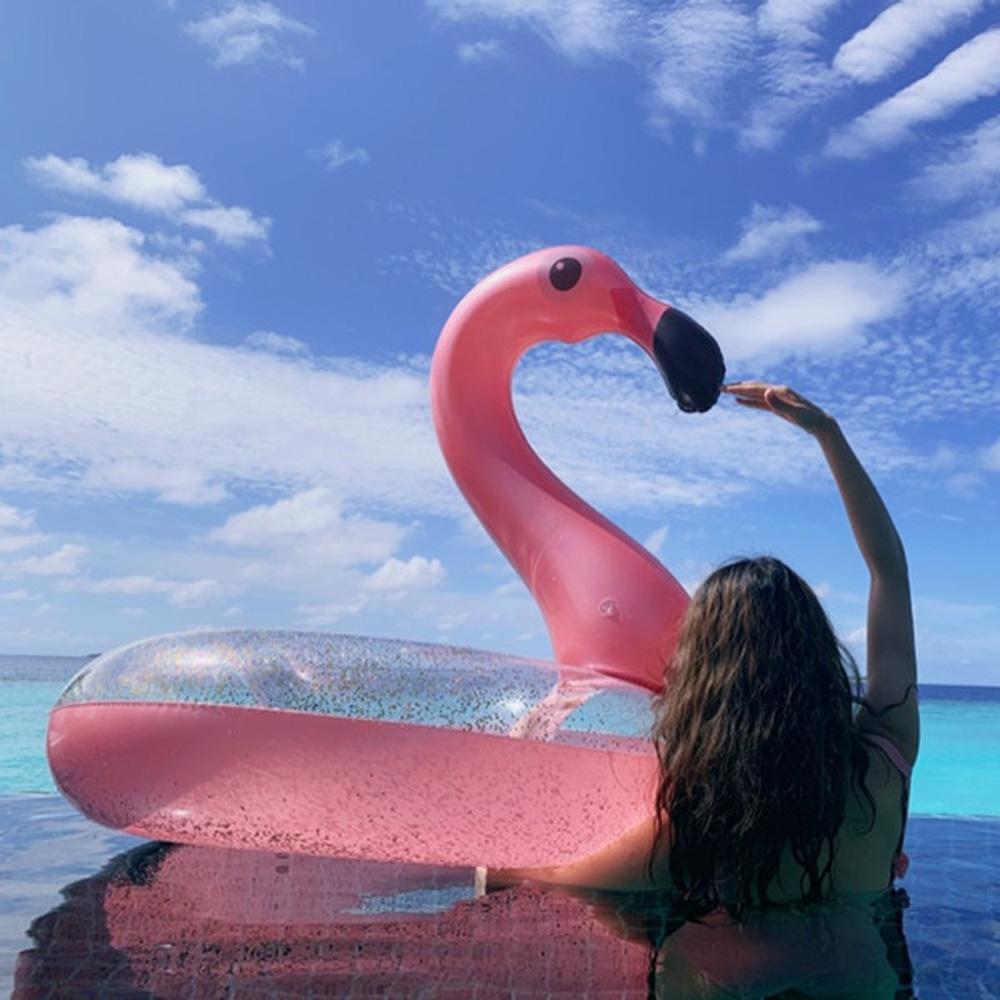 Inflatable Flamingo Pool Float Swimming Ring Circle Rubber Ring for Adult Kids Floating Seat Summer Beach Party Pool Toys