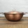 Винтажный медный суповой котелок, Ручная работа, Горячий горшок, Кухонная утварь для приготовления пищи, Для медленного тушения и варки пасты, С крышкой 24 см, Ручные горшки