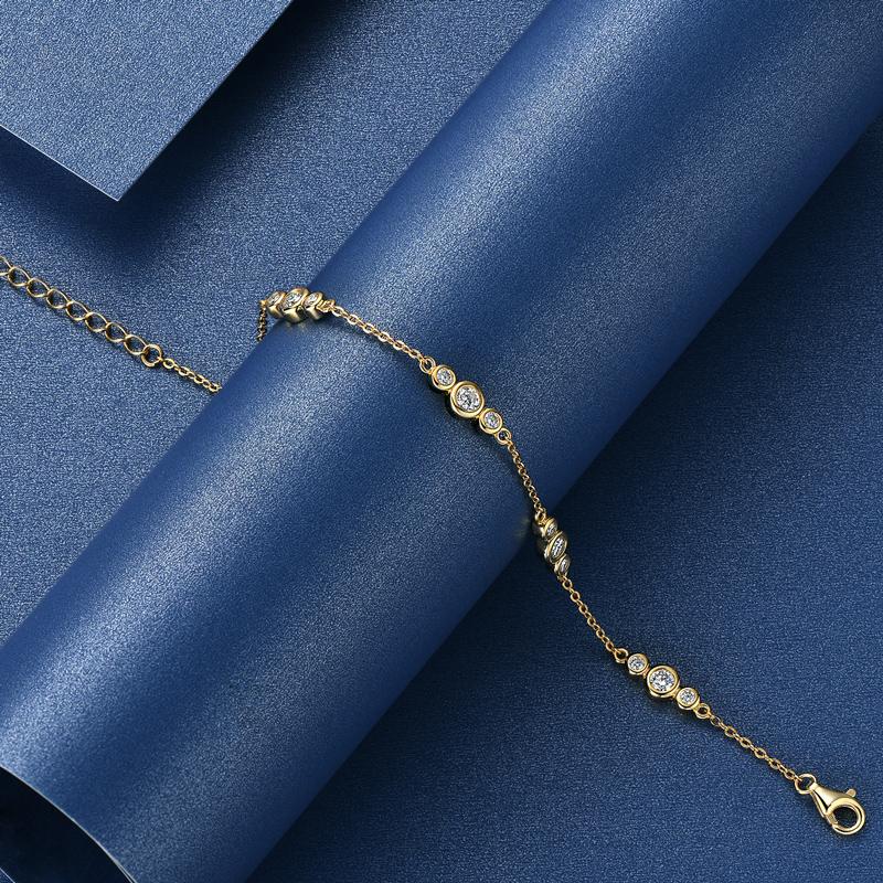 Anizw 2024 New 18k Gold Plated Bracelet 925 Silver Chain 2mm D Color Bezel Moissanite Bracelets Fashion Women's Jewelry Gifts