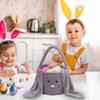 Easter Basket Small Fur Bunny Basket with Fluffy Ear Plush Bunny Face Easter Bucket Kids Gift Treat Bag for Children Boys Girls