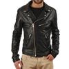 Мужская куртка из натуральной кожи ягненка черного цвета, стильная байкерская куртка-бомбер MJ 05