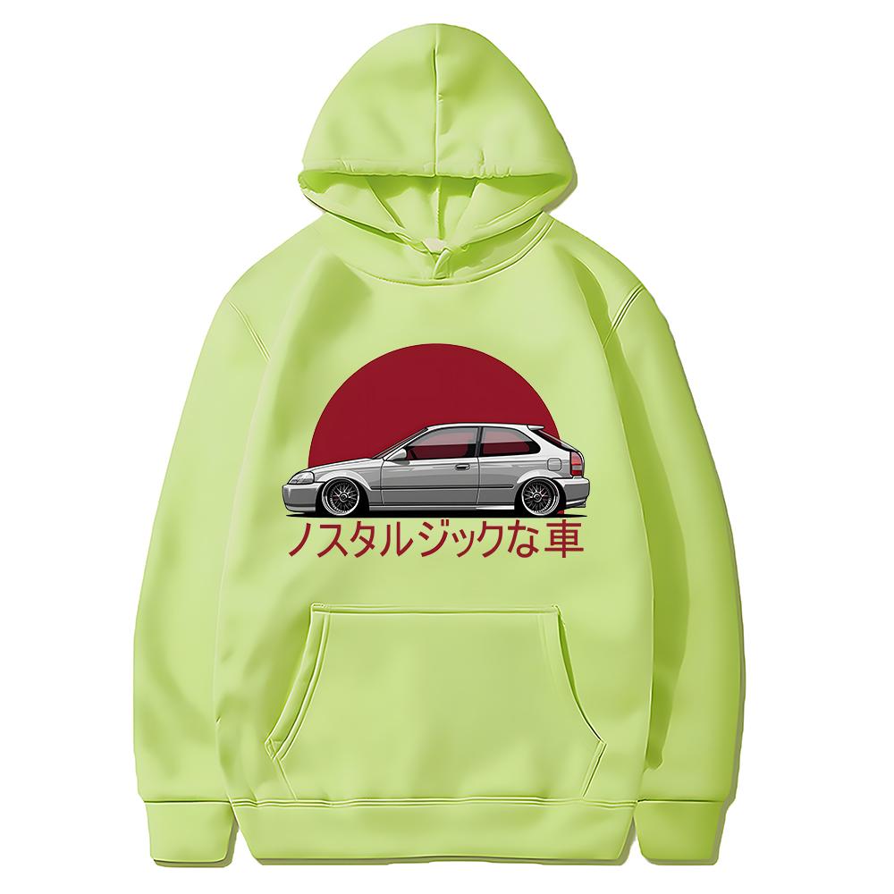 Унисекс Ностальгическая толстовка с капюшоном на машину JDM Комикс-принт Спортивный костюм Унисекс Свитшот FeУнисекс EK Японская уличная одежда Пуловер с длинным рукавом Размер ЕС